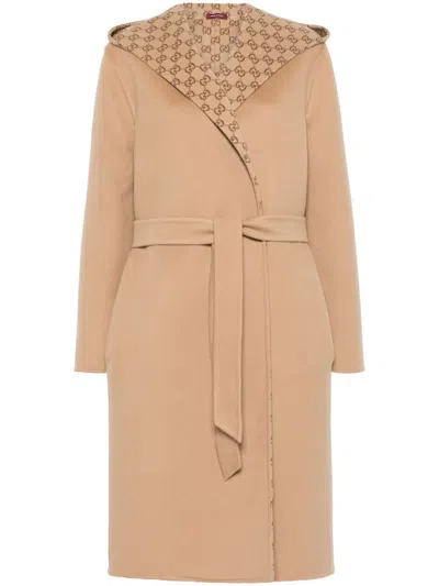 Gucci Reversible Wool Silk Blend Coat Gg