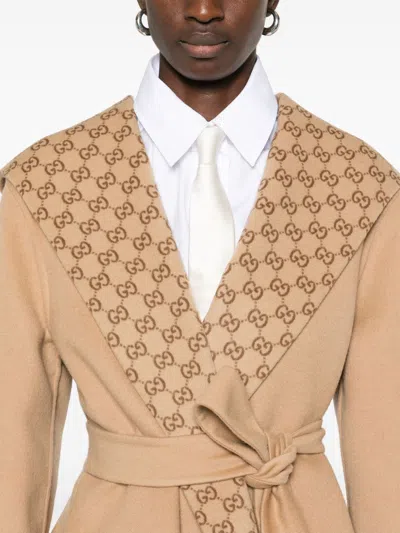 Gucci Reversible Wool Silk Blend Coat Gg