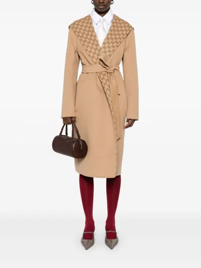Gucci Reversible Wool Silk Blend Coat Gg