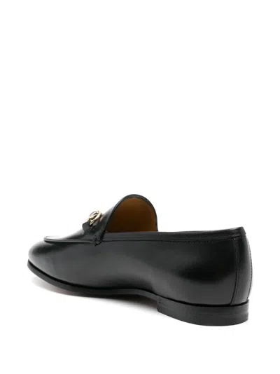 Gucci Polished Black Leather Loafers With Gold-tone Hardware