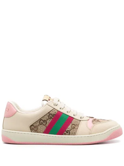 Gucci Women Screener Sneakers With Web Motif In Multi