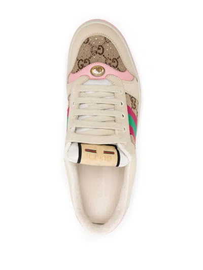 Gucci Women Screener Sneakers With Web Motif In Multi