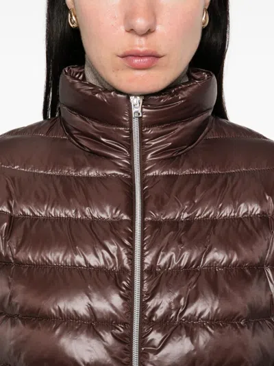 Herno Hooded Quilted Jacket In Brown