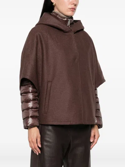 Herno Hooded Quilted Jacket In Brown
