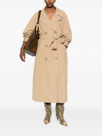 Isabel Marant Elea Double-breasted Flowing Trench Coat In Brown