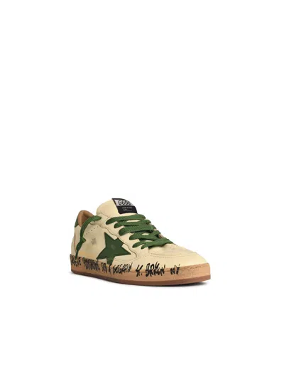 Golden Goose Ball Star Distressed Finish Leather Sneaker With Graffiti Print Shoes
