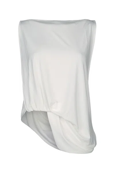 Jacquemus Le Haut Peplo White Top With Square Neck And Cut-out On The Side In Viscose Blend Woman