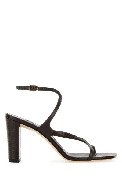 Jimmy Choo Brown Leather Azie 85 Sandals