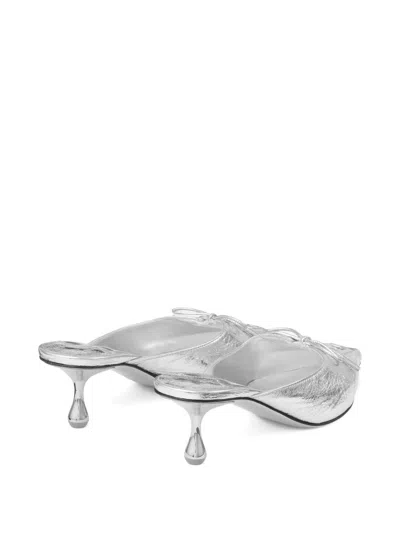 Jimmy Choo 50mm Scarlett Lace-up Pointed-toe Mules In Silver