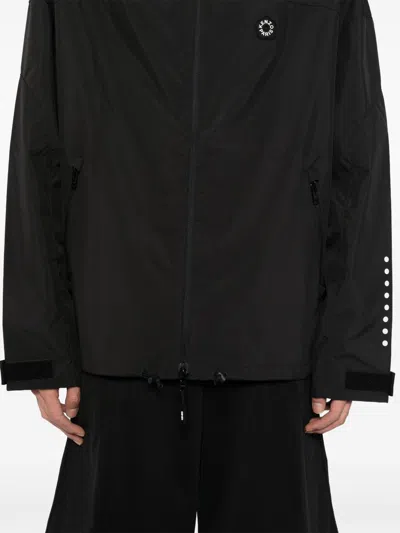 Kenzo Hooded Drawstring Hem Jackets With Zip Pockets In Black