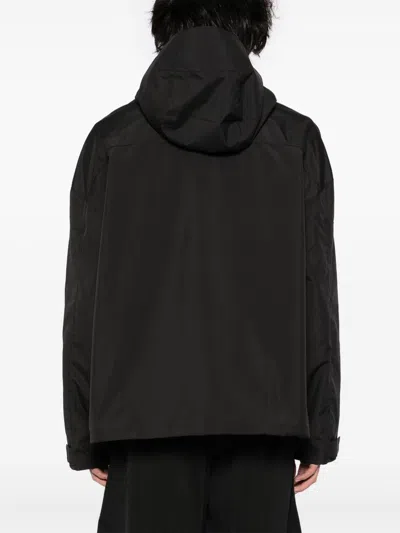 Kenzo Hooded Drawstring Hem Jackets With Zip Pockets In Black