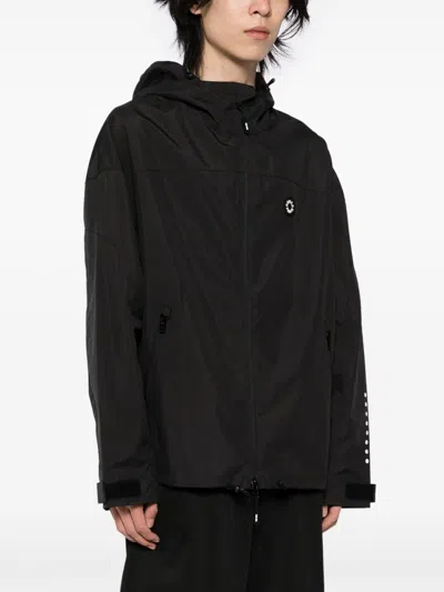 Kenzo Hooded Drawstring Hem Jackets With Zip Pockets In Black