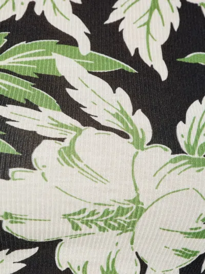 Loewe Crew Neck Floral Long Sleeve Side Slit Stretch Dress
