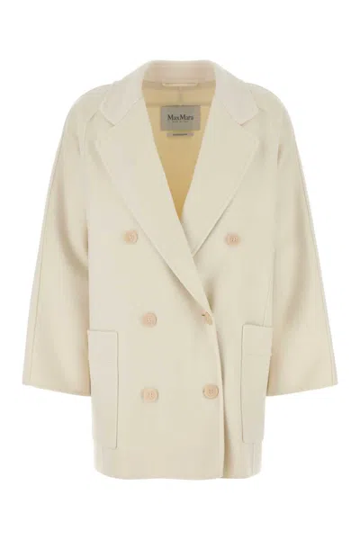 Max Mara Women Ivory Wool Blend Orma Coat In Brown