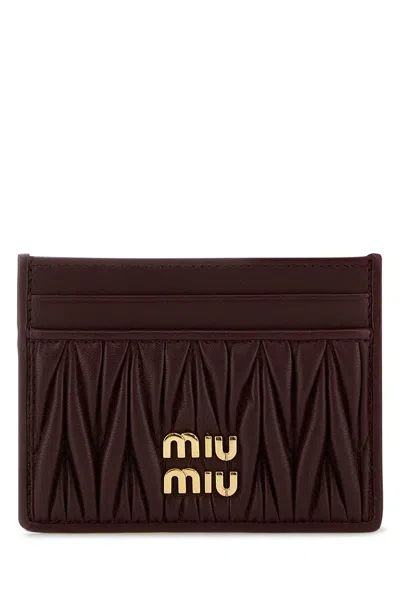 Miu Miu Women Burgundy Leather Card Holder