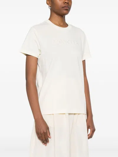 Moncler Women Logo Cotton T-shirt In White