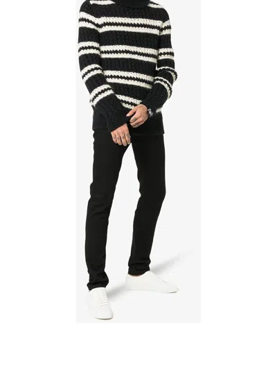 Saint Laurent Low-top Leather Sneakers Round Toe
