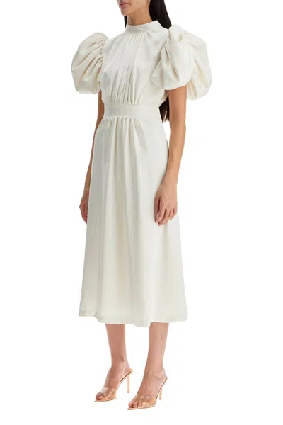 Rotate Birger Christensen Rotate Midi Satin Dress With Puff Sleeves Women