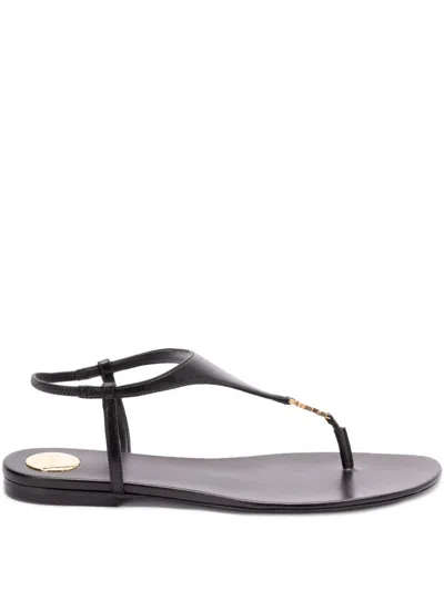 Saint Laurent Women Cassandre Leather Thong Sandals