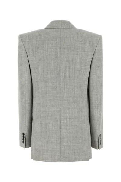 Saint Laurent Lapels Wool Blazer Notched In Brown