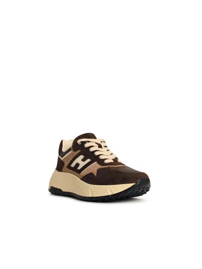 Hogan Leather Sneakers With Contrast Sole And Suede Panels In Silver