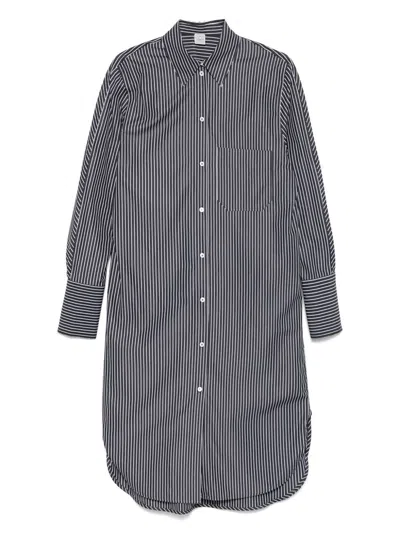 Totême Striped Shirtdress Cotton Chest Pocket Detail In Gray