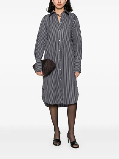 Totême Striped Shirtdress Cotton Chest Pocket Detail In Gray