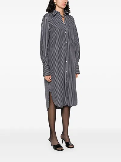 Totême Striped Shirtdress Cotton Chest Pocket Detail In Gray