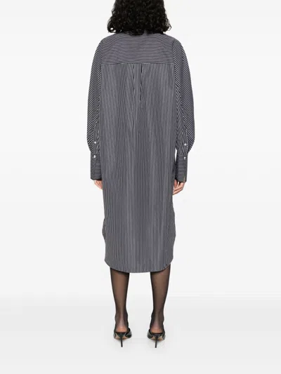 Totême Striped Shirtdress Cotton Chest Pocket Detail In Gray