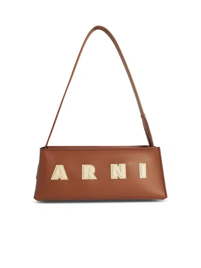 Marni Womens Zo722 Museo Leather Baguette Shoulder Bag In Brown