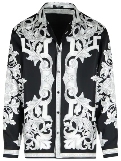Versace Printed Drawstring Hem Jacket In Black
