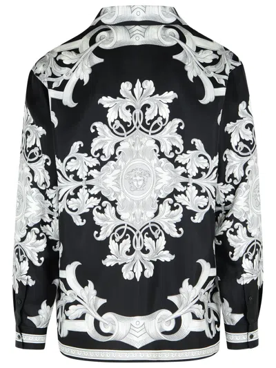 Versace Printed Drawstring Hem Jacket In Black