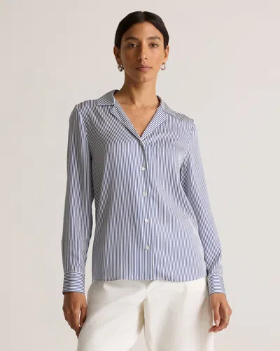 Quince Women's Washable Stretch Silk Notch Collar Blouse