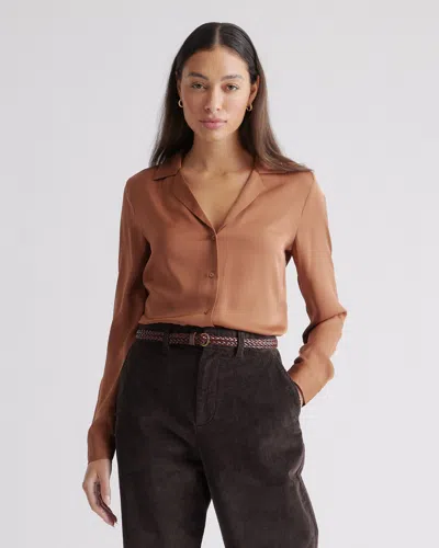 Quince Women's Washable Stretch Silk Notch Collar Blouse