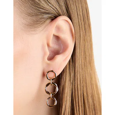 Astrid & Miyu Womens Molten Link 18ct Yellow Gold-plated Brass Drop Earrings 18ctgoldplatedbrass