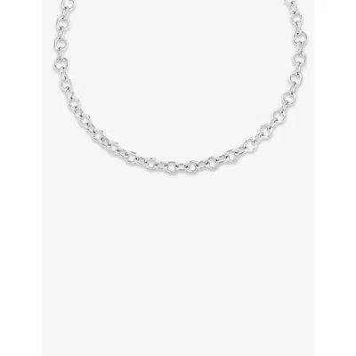 Astrid & Miyu Womens Molten Link Rhodium-plated Brass Chain Necklace Rhodiumplatedbrass