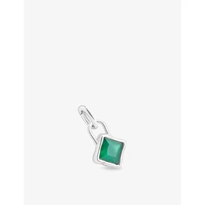 Astrid & Miyu Womens May Birthstone Rhodium-plated Sterling-silver And Agate Charm Rhodiumplatedsilver