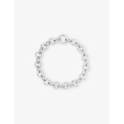 Astrid & Miyu Womens Molten Link Rhodium-plated Brass Chain Bracelet Rhodiumplatedbrass