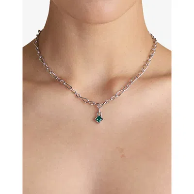 Astrid & Miyu Womens May Birthstone Rhodium-plated Sterling-silver And Agate Charm Rhodiumplatedsilver