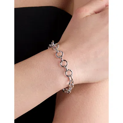 Astrid & Miyu Womens Molten Link Rhodium-plated Brass Chain Bracelet Rhodiumplatedbrass