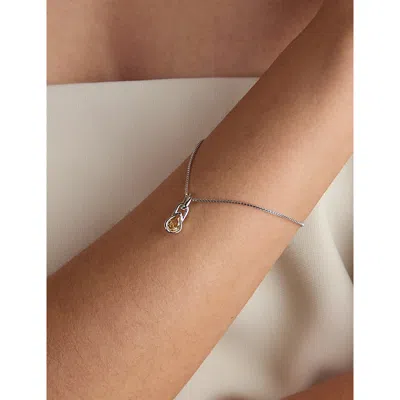 Astrid & Miyu Womens November Birthstone Rhodium-plated Sterling-silver And Citrine Charm Rhodiumplatedsilver