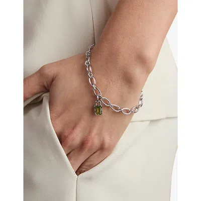 Astrid & Miyu Womens August Birthstone Rhodium-plated Sterling-silver And Olivine Charm Rhodiumplatedsilver