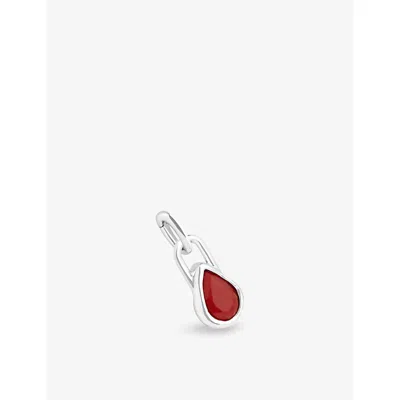 Astrid & Miyu Womens Chalcedony July Birthstone Rhodium-plated Sterling Silver Clip Charm Rhodiumplatedsilver