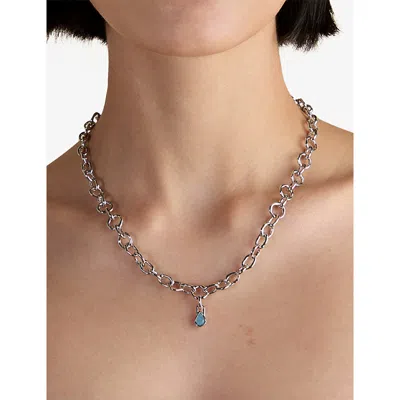 Astrid & Miyu Womens March Rhodium-plated Sterling-silver And Aquamarine Birthstone Charm Rhodiumplatedsilver