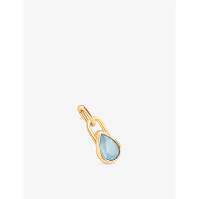Astrid & Miyu Womens March 18ct Gold-plated Sterling-silver And Aquamarine Birthstone Charm 18ctgoldplatedsilver