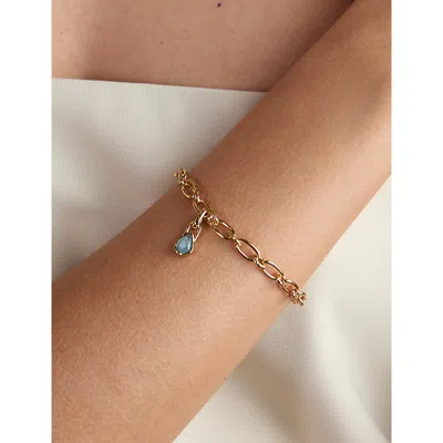 Astrid & Miyu Womens March 18ct Gold-plated Sterling-silver And Aquamarine Birthstone Charm 18ctgoldplatedsilver
