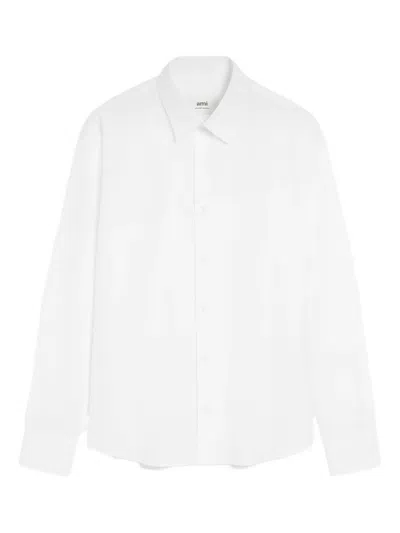Ami Alexandre Mattiussi Tailored Shirt With Button-down Collar And Front Pocket In White