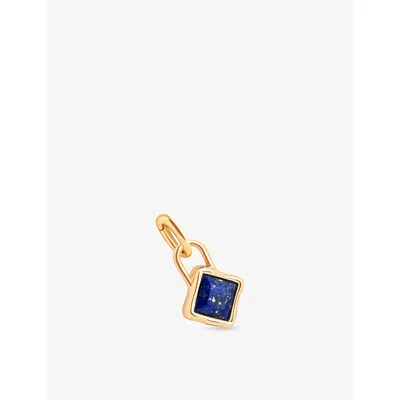Astrid & Miyu Womens Lapis September Birthstone 18ct Gold-plated Sterling Silver Clip Charm 18ctgoldplatedsilver