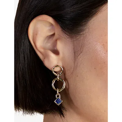 Astrid & Miyu Womens Lapis September Birthstone 18ct Gold-plated Sterling Silver Clip Charm 18ctgoldplatedsilver
