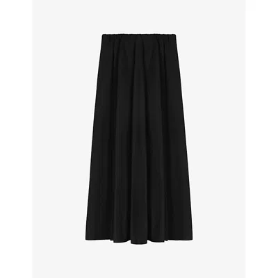 Ro&zo Womens Elasticated-waist Relaxed-fit Cotton-poplin Maxi Skirt Black